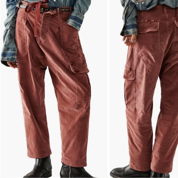 NWOT FREE PEOPLE Bay To Breakers Soft Corduroy Cargo Pants In Roasted Russet S - Picture 4 of 17
